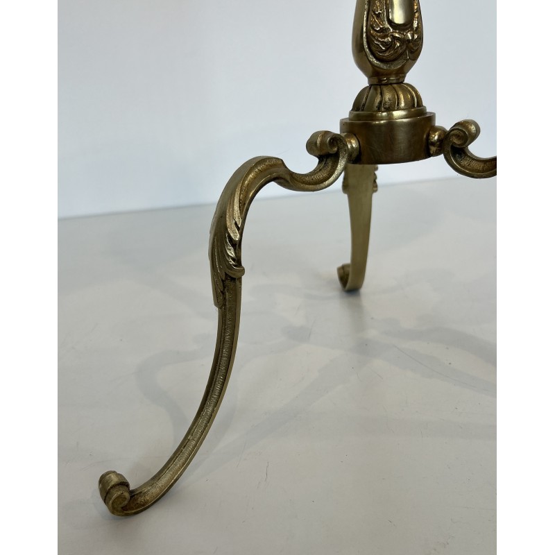 Neoclassical Brass Guéridon with Marble Top, Attributed to Maison Jansen, French Work, Circa 1940