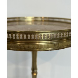 Neoclassical Brass Guéridon with Marble Top, Attributed to Maison Jansen, French Work, Circa 1940