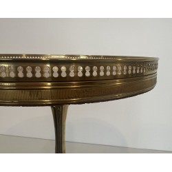 Neoclassical Brass Guéridon with Marble Top, Attributed to Maison Jansen, French Work, Circa 1940