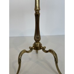 Neoclassical Brass Guéridon with Marble Top, Attributed to Maison Jansen, French Work, Circa 1940
