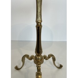Neoclassical Brass Guéridon with Marble Top, Attributed to Maison Jansen, French Work, Circa 1940
