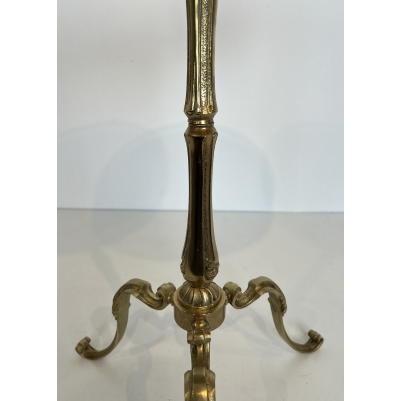 Neoclassical Brass Guéridon with Marble Top, Attributed to Maison Jansen, French Work, Circa 1940
