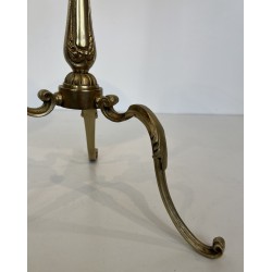 Neoclassical Brass Guéridon with Marble Top, Attributed to Maison Jansen, French Work, Circa 1940