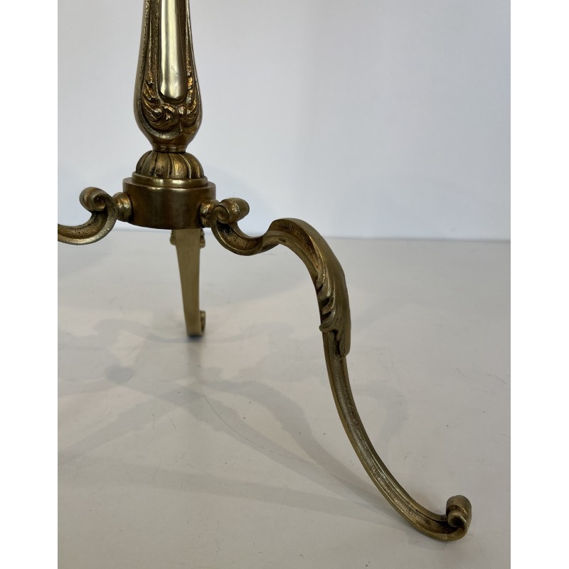 Neoclassical Brass Guéridon with Marble Top, Attributed to Maison Jansen, French Work, Circa 1940