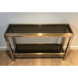 Chrome and Brass Console, Attributed to Jean-Charles, French Work, Circa 1970