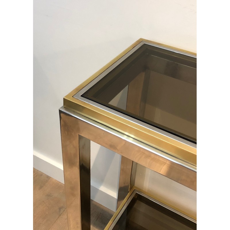 Chrome and Brass Console, Attributed to Jean-Charles, French Work, Circa 1970