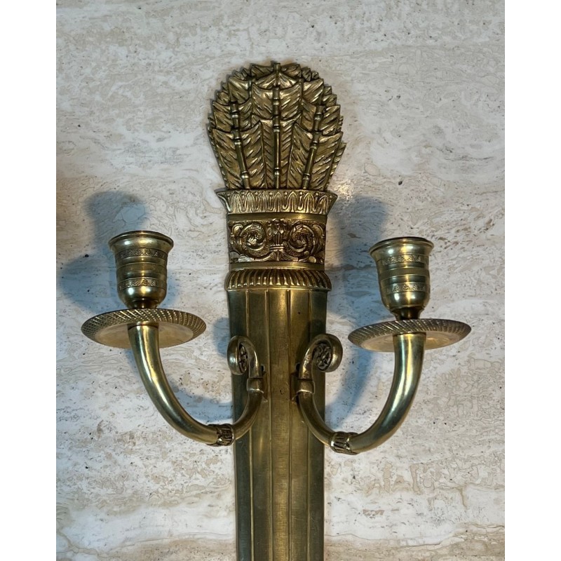 Pair of Empire Style Bronze Wall Lights, Quiver Model