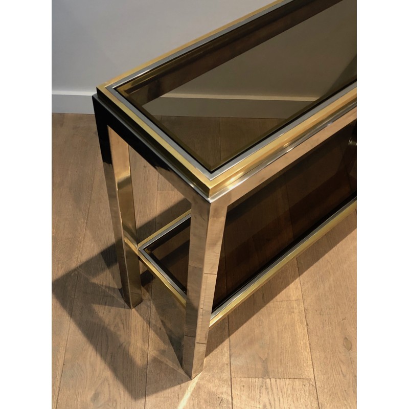 Chrome and Brass Console, Attributed to Jean-Charles, French Work, Circa 1970