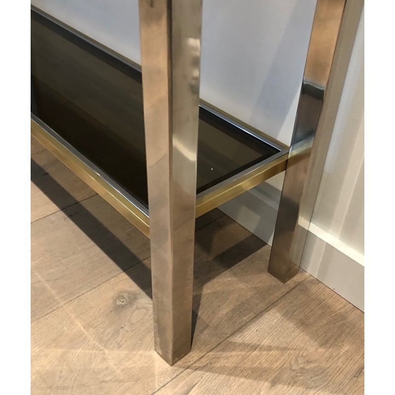 Chrome and Brass Console, Attributed to Jean-Charles, French Work, Circa 1970