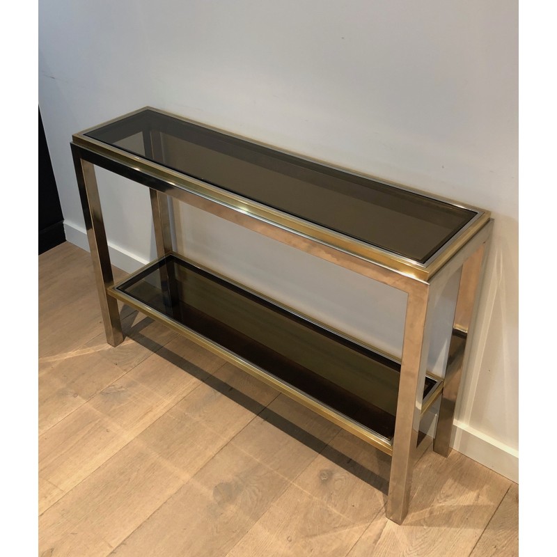 Chrome and Brass Console, Attributed to Jean-Charles, French Work, Circa 1970