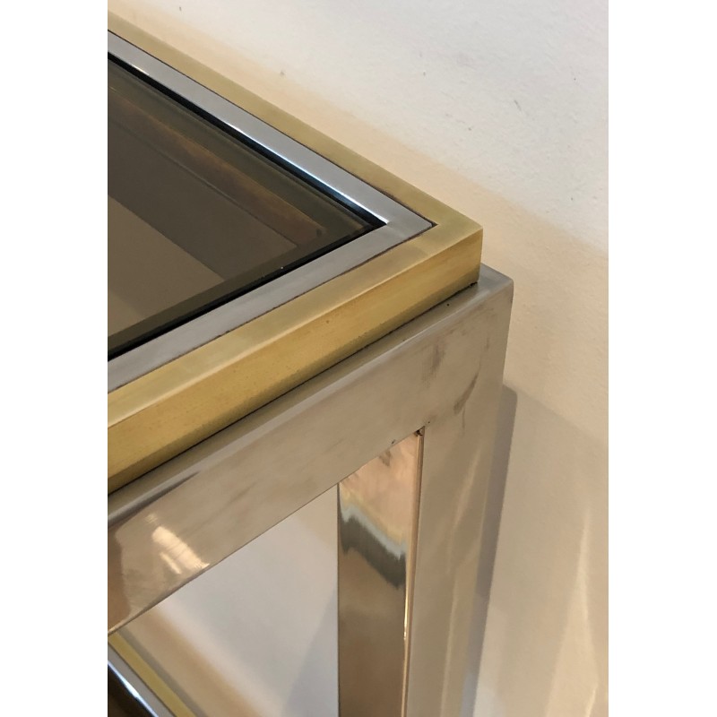 Chrome and Brass Console, Attributed to Jean-Charles, French Work, Circa 1970