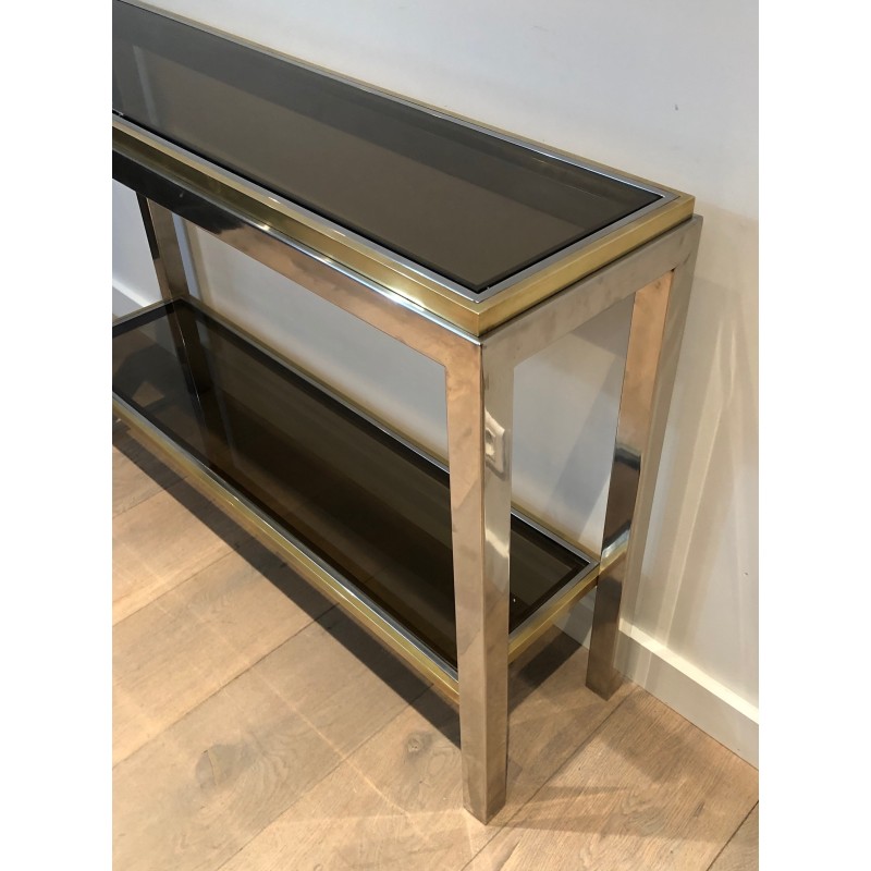 Chrome and Brass Console, Attributed to Jean-Charles, French Work, Circa 1970