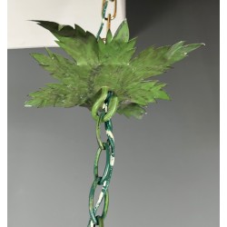 Important Lustre Feuillage à Huit Bras de Lumière en Tôle Peinte et Fleurs de Porcelaine, Travail Français, Vers 1970