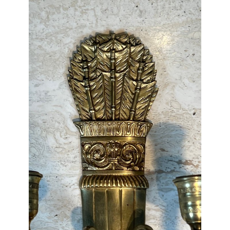Pair of Empire Style Bronze Wall Lights, Quiver Model