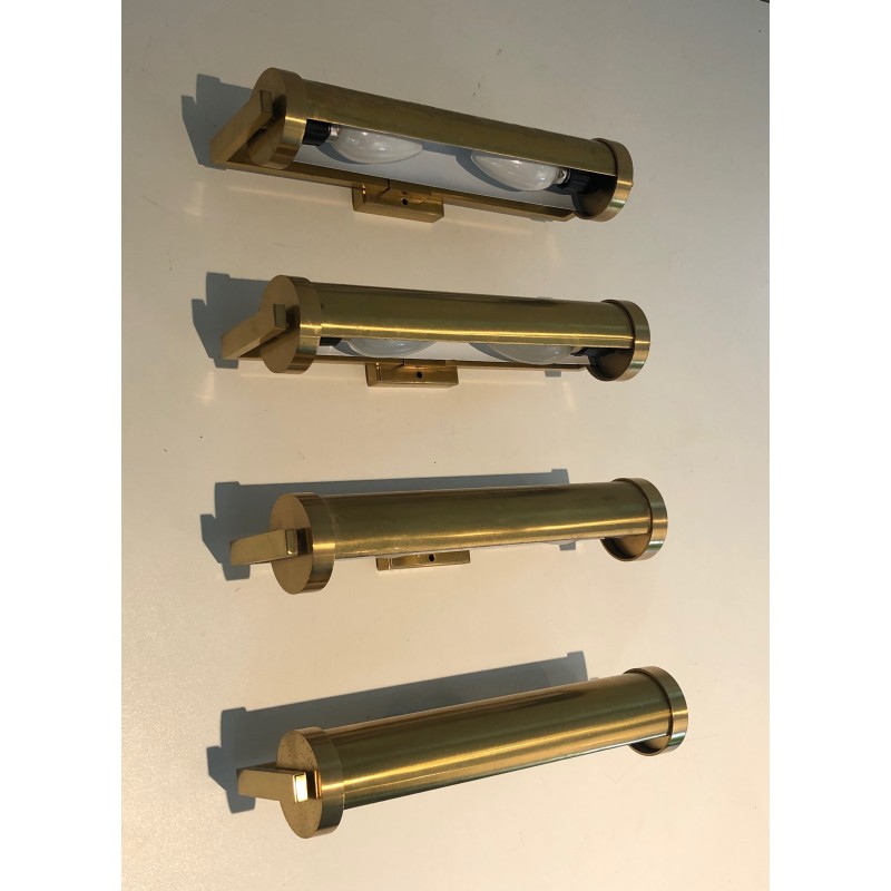 Set of Four Removable Brass Wall Sconces in the Style of Maison Perzel, French Work, Circa 1940