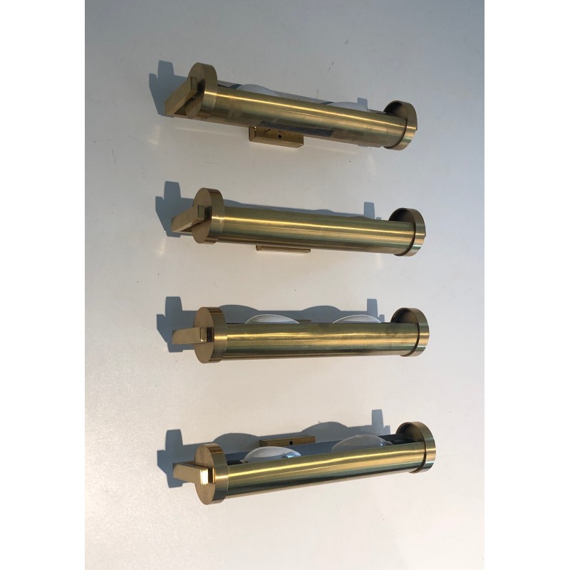 Set of Four Removable Brass Wall Sconces in the Style of Maison Perzel, French Work, Circa 1940