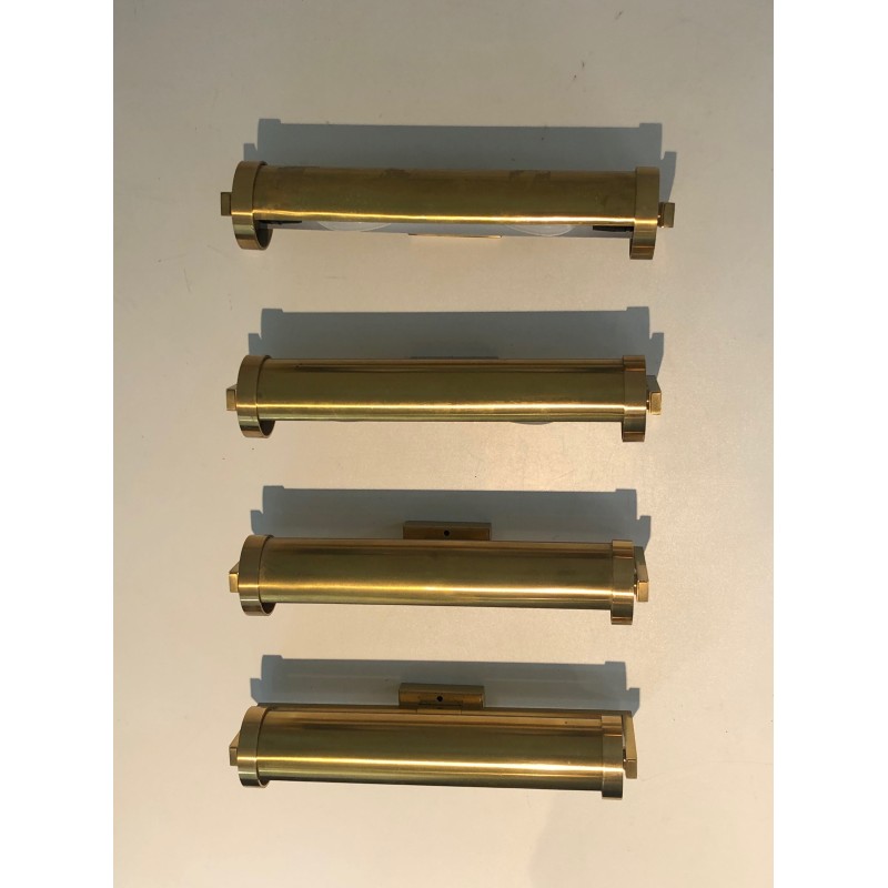 Set of Four Removable Brass Wall Sconces in the Style of Maison Perzel, French Work, Circa 1940