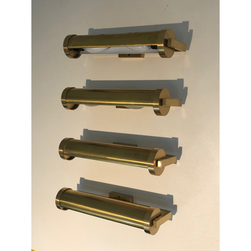 Set of Four Removable Brass Wall Sconces in the Style of Maison Perzel, French Work, Circa 1940