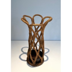 Rope Umbrella Stand by Audoux-Minet, French Work, Circa 1970