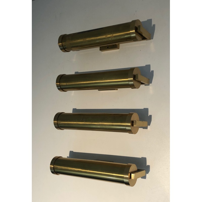 Set of Four Removable Brass Wall Sconces in the Style of Maison Perzel, French Work, Circa 1940