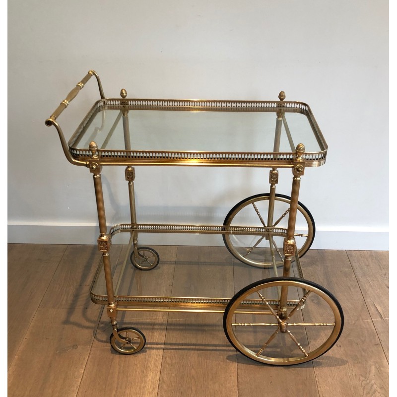Neoclassical Style Brass Drinks Trolley by Maison Jansen, Circa 1940