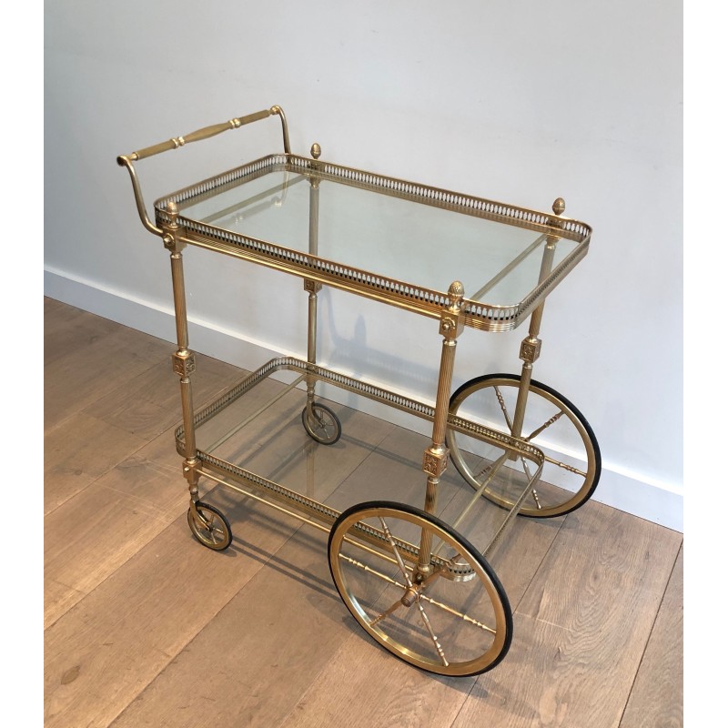 Neoclassical Style Brass Drinks Trolley by Maison Jansen, Circa 1940
