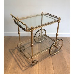Table Roulante de Style Néoclassique en Laiton de la Maison Jansen, Vers 1940