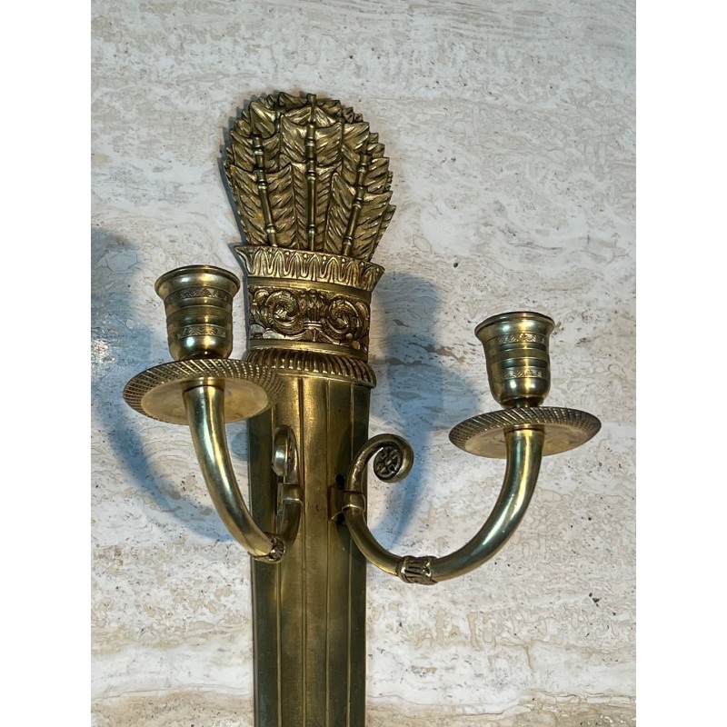 Pair of Empire Style Bronze Wall Lights, Quiver Model