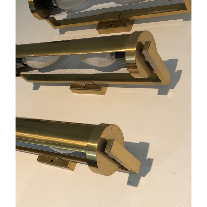 Set of Four Removable Brass Wall Sconces in the Style of Maison Perzel, French Work, Circa 1940