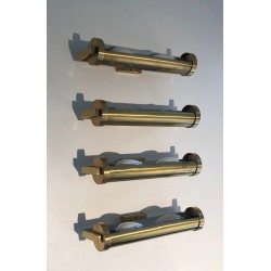 Set of Four Removable Brass Wall Sconces in the Style of Maison Perzel, French Work, Circa 1940