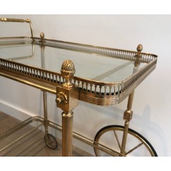 Neoclassical Style Brass Drinks Trolley by Maison Jansen, Circa 1940