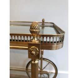 Neoclassical Style Brass Drinks Trolley by Maison Jansen, Circa 1940