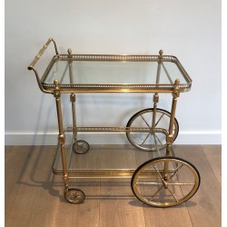 Table Roulante de Style Néoclassique en Laiton de la Maison Jansen, Vers 1940