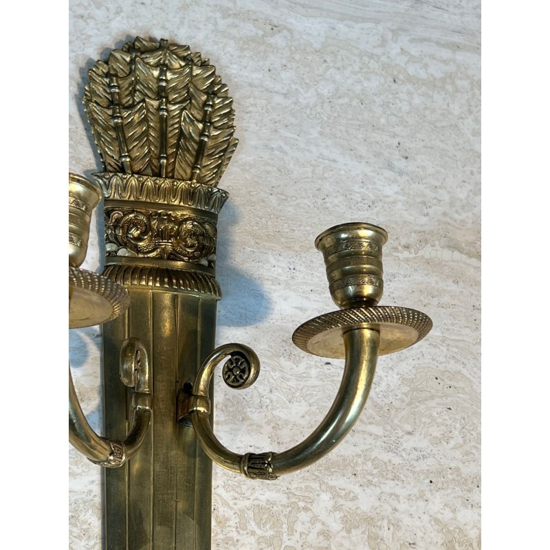 Pair of Empire Style Bronze Wall Lights, Quiver Model