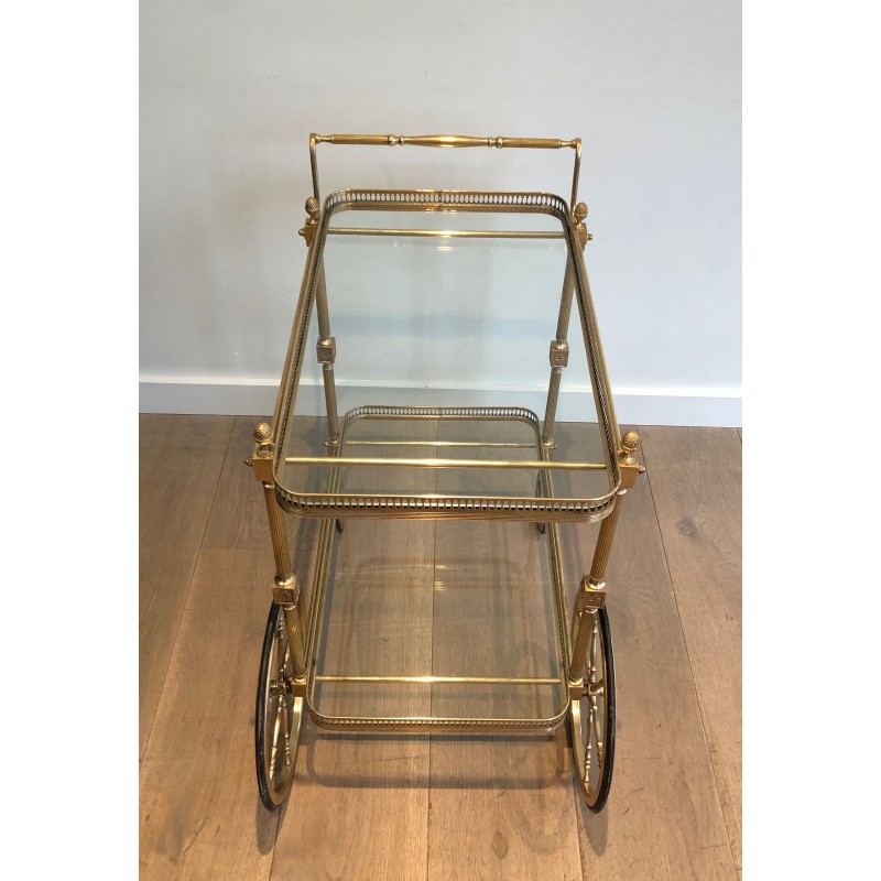 Neoclassical Style Brass Drinks Trolley by Maison Jansen, Circa 1940
