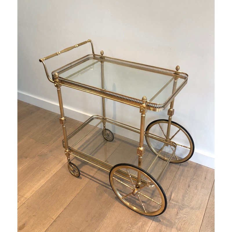 Neoclassical Style Brass Drinks Trolley by Maison Jansen, Circa 1940