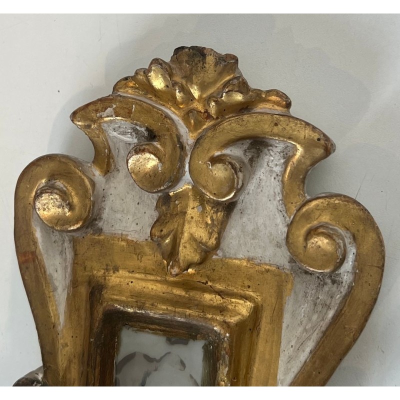 Paire d'Appliques Art Déco en Bois Sculpté avec Miroir | Travail Italien, vers 1935