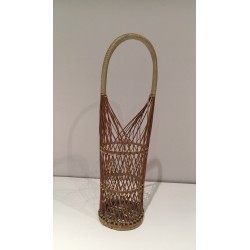 Porte-Bouteilles en Osier, Travail Français, Vers 1970