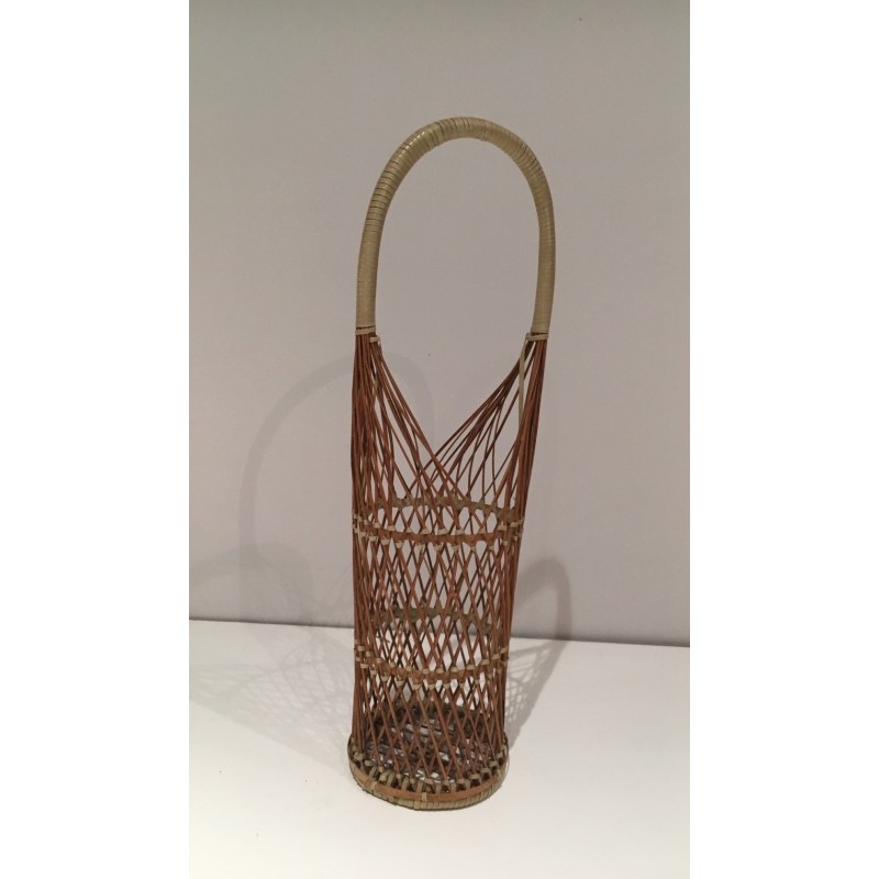 Wicker Bottle Holder, French Work, Circa 1970