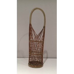 Porte-Bouteilles en Osier, Travail Français, Vers 1970