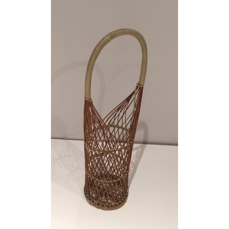 Wicker Bottle Holder, French Work, Circa 1970