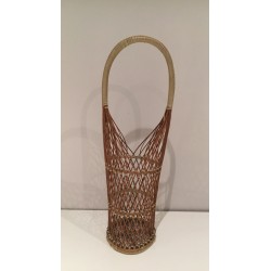 Wicker Bottle Holder, French Work, Circa 1970
