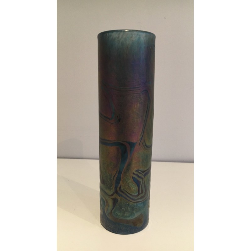 Iridescent Glass Roller Vase by Loetz, Austrian Work, Circa 1900