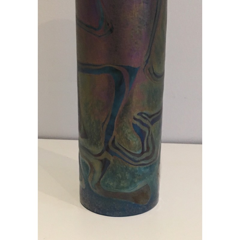 Vase Rouleau en Verre Irisé de Loetz, Travail Autrichien, Vers 1900