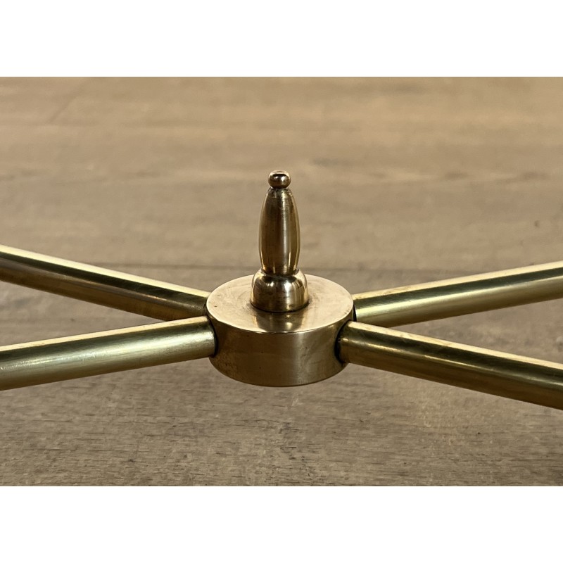 Rectangular Brass Coffee Table with Black Lacquered Glass Top, in the Style of Maison Jansen, Circa 1940