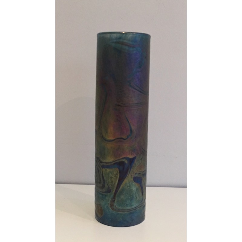 Vase Rouleau en Verre Irisé de Loetz, Travail Autrichien, Vers 1900