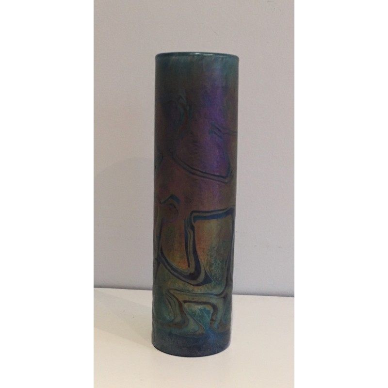 Vase Rouleau en Verre Irisé de Loetz, Travail Autrichien, Vers 1900