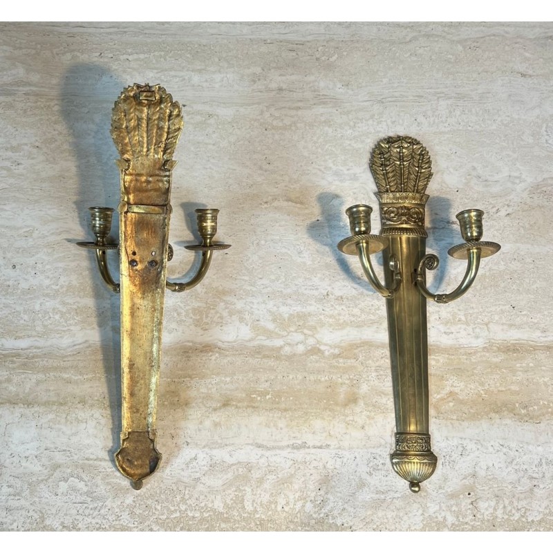 Pair of Empire Style Bronze Wall Lights, Quiver Model
