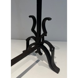 Pair of Important Cast Iron and Wrought Iron Andirons, French Work, Circa 1940