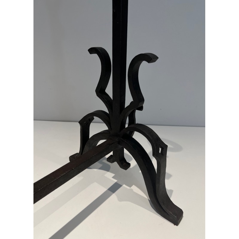 Pair of Important Cast Iron and Wrought Iron Andirons, French Work, Circa 1940